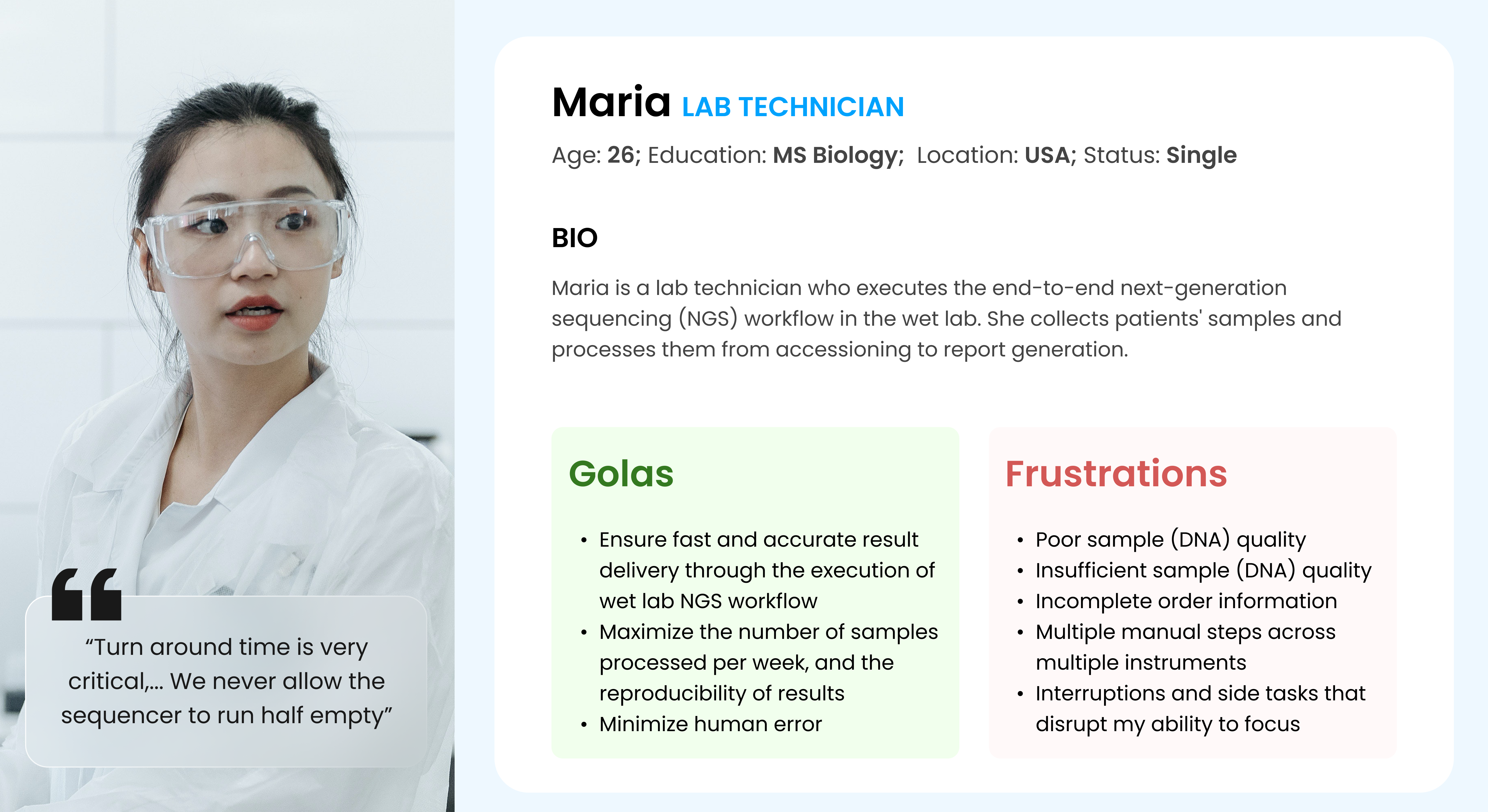 The persona of the lab technician who executes end to end workflows