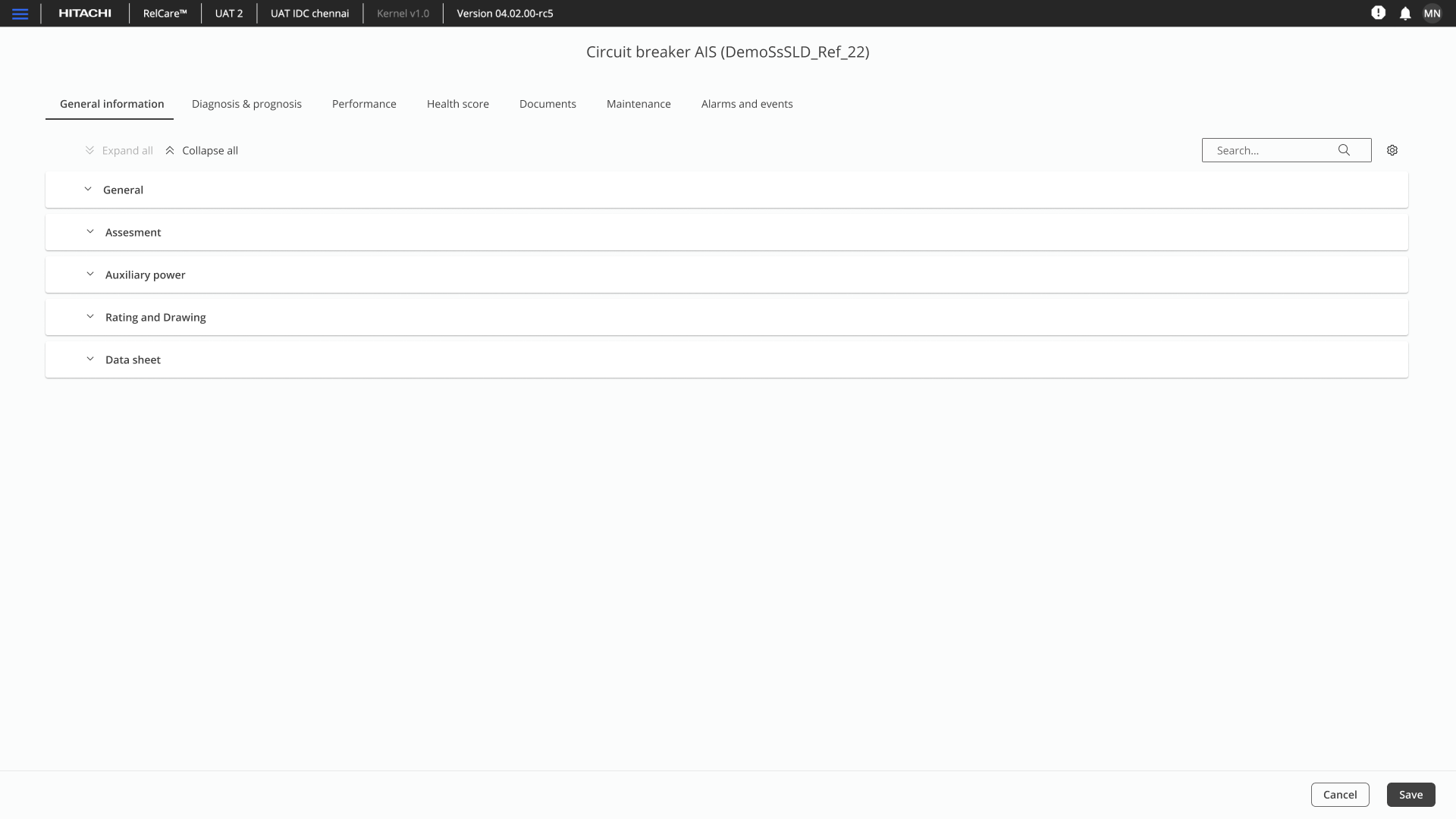 Asset Detail — Collapsed Overview